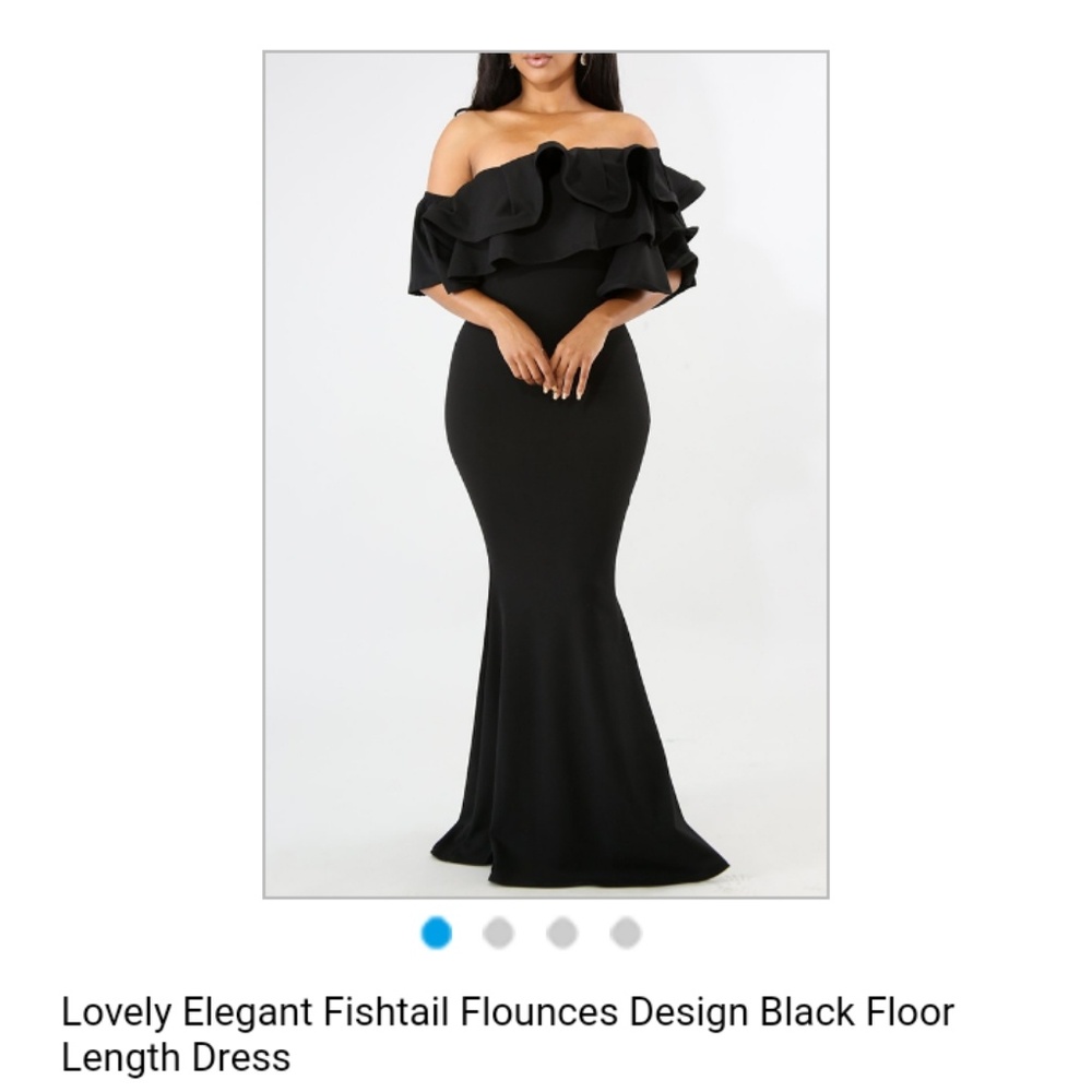 Mermaid black elegant off shoulder dress